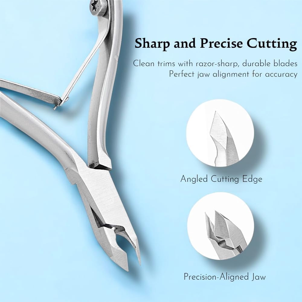 Beauty Power Manicure Pedicure Set 7-in-1 Stainless Steel, Ultra Sharp, Slanted Nail Clipper, Fingernail Clipper, Cuticle Nipper, Glass Nail File, Eyebrow Tweezers, Scissors, Case - Gift - Pink