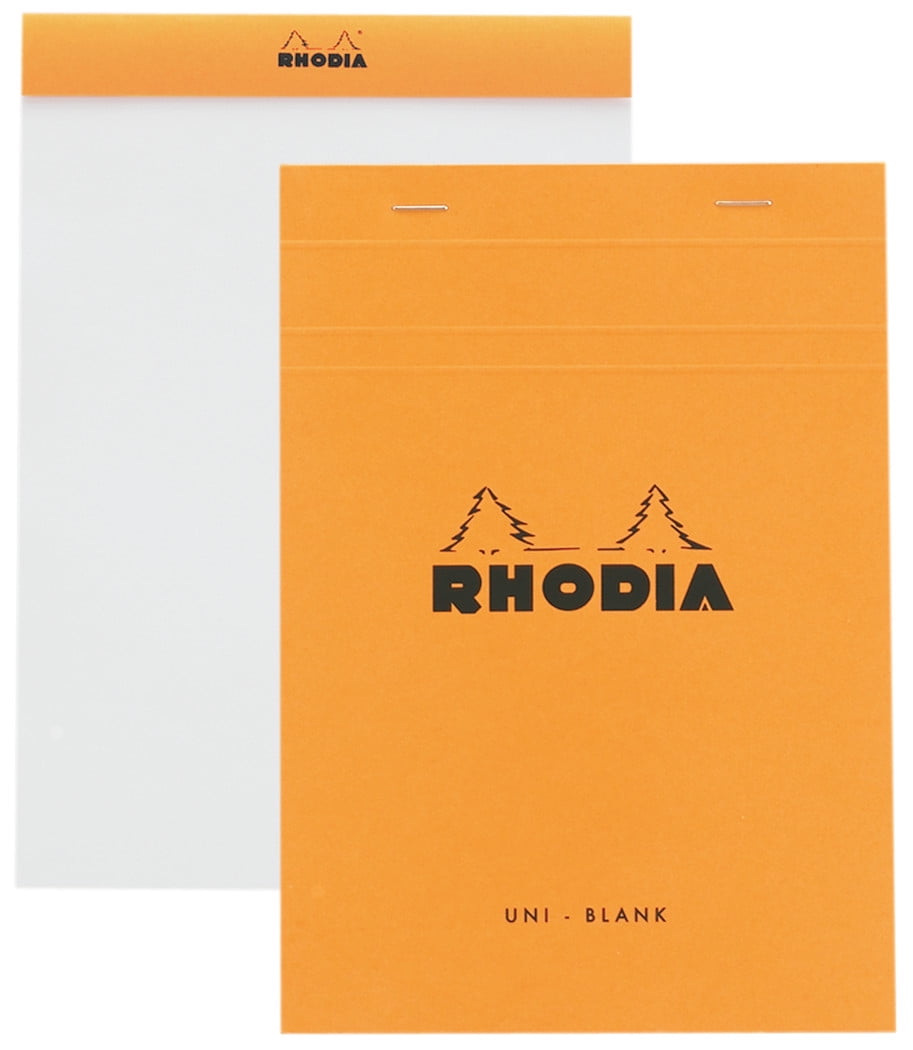 Rhodia Pad, Staple Bound, Blank, Orange, 6' x 8.25'