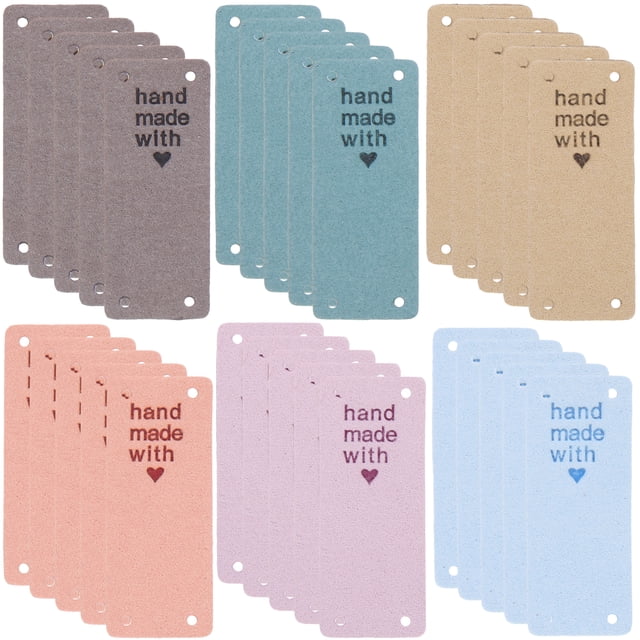 Miangastore 30pcs Colorful Tags Rectangle Handmade Labels Clothing Embossed Label Decorative Clothes Tag
