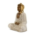 thumbnail image 4 of Wood Buddha Statue – Hand Carved Whitewashed Dhyana Mudra Sculpture, Zen Meditation Décor - 12" tall x 10" wide x 5.5" deep, 4 of 9
