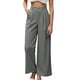 thumbnail image 1 of Pantalones de vestir de mujer de cintura alta y pierna ancha: pantalones informales de negocios con bolsillos, mezcla de poliéster y elastano, ropa de trabajo resistente a las arrugas, 1 of 5