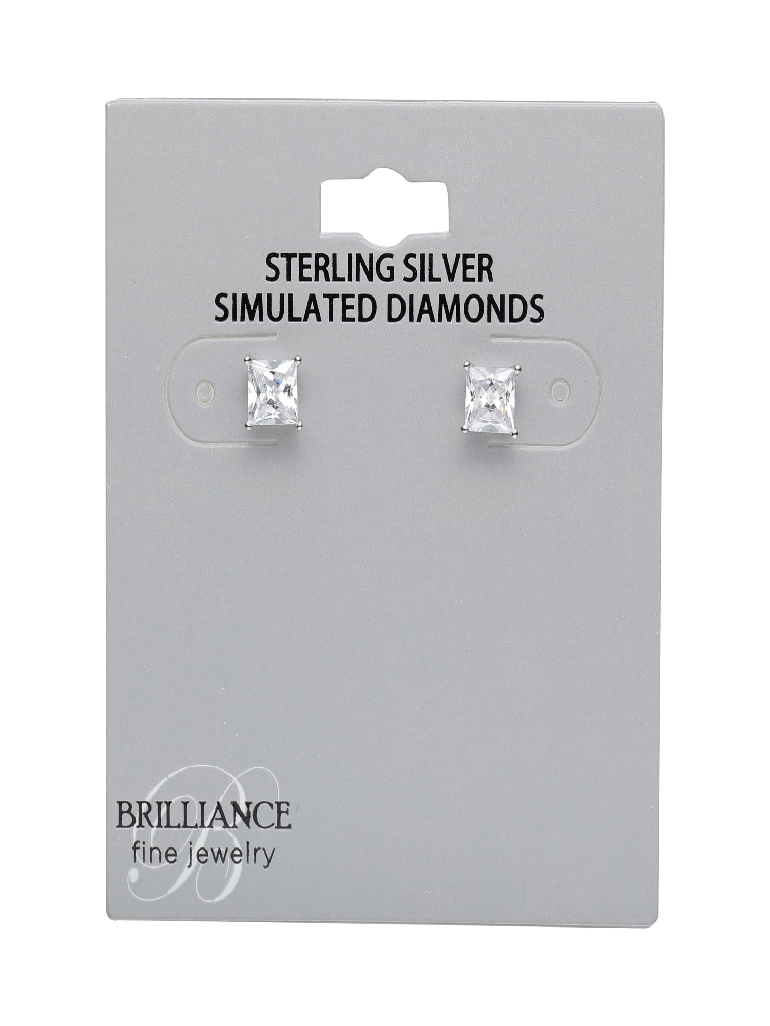 Brilliance Fine Jewelry Women's Simulated Diamond Stud Earrings in Sterling Silver
