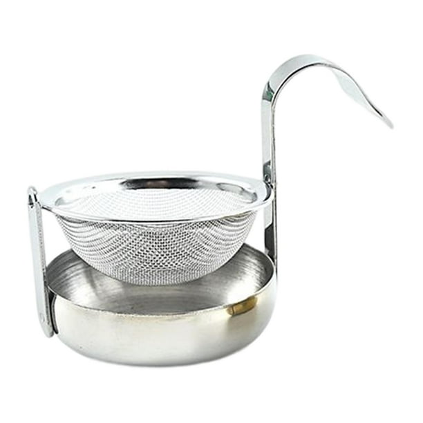 Colador de té giratorio, herramienta de cocina, acero inoxidable 304, accesorios portátiles para té. Plata