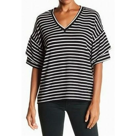 - H By Bordeaux Womens Medium V-Neck Striped Knit Top