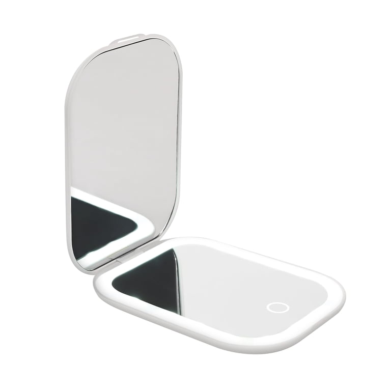 LED Double Sided Compact Mirror, White photo 1