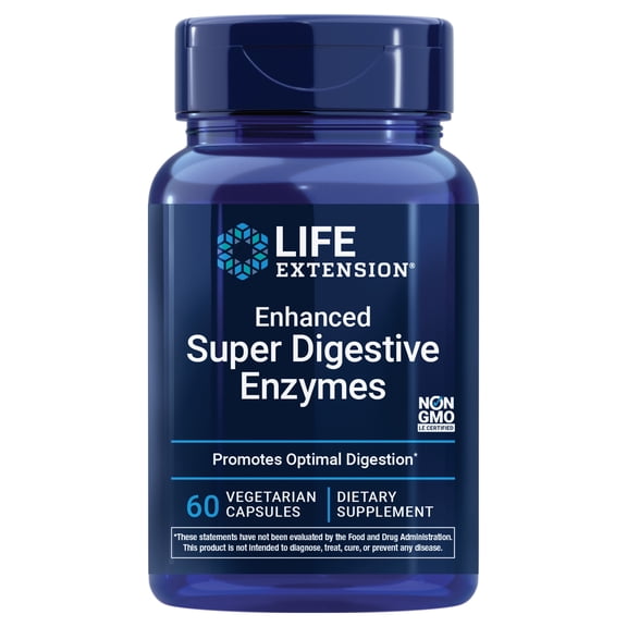 Life Extension Enhanced Super Digestive Enzymes - Supports Digestion & Comfort, Especially for Plant-Based Diets - Non-GMO - 60 Vegetarian Capsules