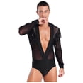 thumbnail image 5 of Leotardo de baile latino Tango para hombre, cuello en V profundo, malla transparente, borlas con lentejuelas, traje con diamantes de imitación, traje de competición para baile Salsa, 5 of 5