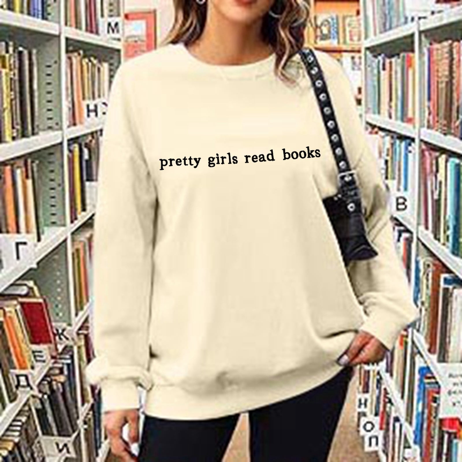Women's Fall/Winter Fashion Casual Letters Print Loose Long Sleeve Crew Neck Hoodie No Hoodie Sweatshirt Front Zip Jacket Women Active Hoodie Women Baseball Hoodies Women Pretty Sweater Women