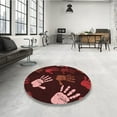 thumbnail image 4 of Ahgly Company Machine Washable Indoor Round Transitional Fire Brick Red Area Rugs, 8' Round, 4 of 7
