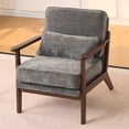 thumbnail image 2 of S-HOME Mid-Century Living Room Chair with Supportive Lumbar Pillow, Fabric Upholstered Armchair for Various Spaces, Antique Dark Grey, 2 of 15