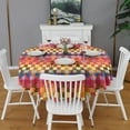 thumbnail image 2 of Colorful Geometric Pattern Round Tablecloth 60"x60",Wrinkle Wipeable Table Cloth for Kitchen Dining Room Picnic Patio Party, 2 of 6