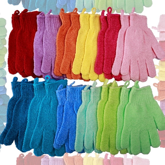 MODANU 24 Pcs Exfoliating Bath Gloves Shower Gloves, Double Sided Exfoliating Gloves for Beauty Spa Massage Skin Shower Body Scrubber Bath Accessories, Multicolor