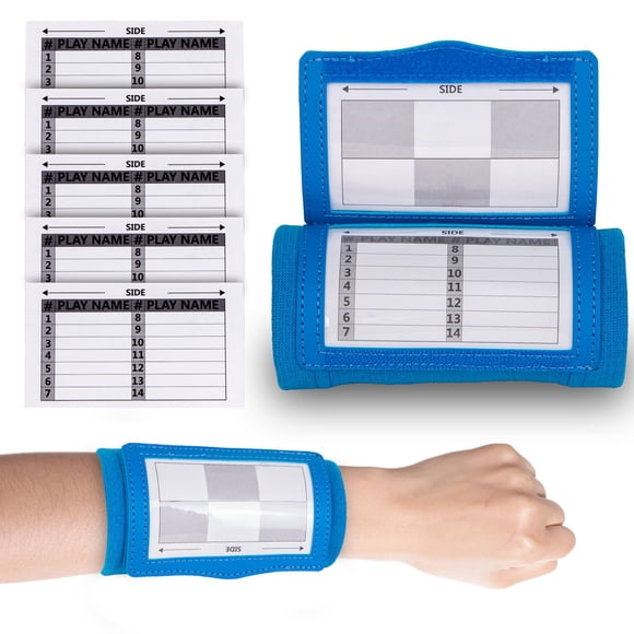 Pulseras de fútbol Lebared con 5 cartas de Playbook azules, 1 paquete