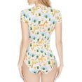 thumbnail image 4 of CutiePlusU Cotton Button Crotch Adult Onesie Romper Bodysuit Pajamas- Cartoon Giraffe Print Yellow XS, 4 of 5