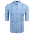 thumbnail image 3 of COOFANDY Cuban Guayabera Shirts Button Down Shirts Light Blue XL, 3 of 5
