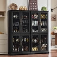 thumbnail image 6 of Farmhouse Buffet Cabinet with 4 Glass Doors, 67.2" Tall Sideboard Buffet Storage Cabinet with Shelves, for Kitchen Living Room Bedroom, Black, 6 of 8