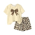 thumbnail image 4 of BFHHYA Girls Fashion Print Outfits 2PCS Round Neck Short Sleeve Top Elastic Waisted Shorts Tween Casual Loose Sets 3-15 Years, 4 of 5