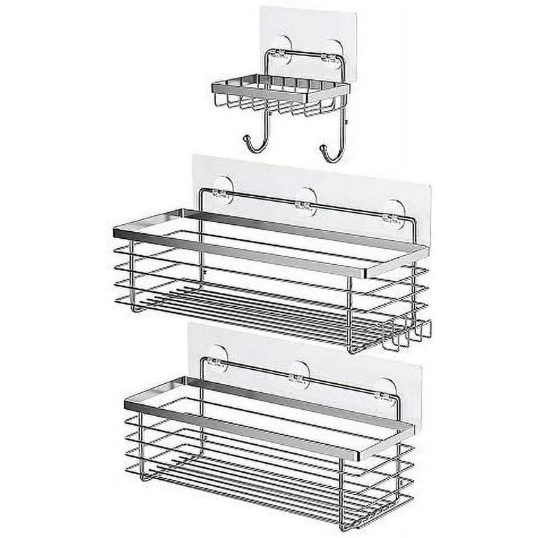 Odesign Shower Caddy Basket with Hooks Soap Dish Holder Shelf for Shampoo Conditioner Bathroom Kitchen Storage Organizer SUS304 Stainless Steel