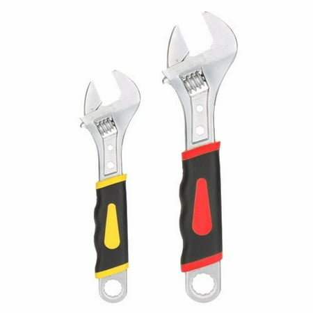 Wideskall® 2 Pieces Heavy Duty Heat Treated Laser Marked Metric Jaw Adjustable Wrench (Best Adjustable Wrench Set)