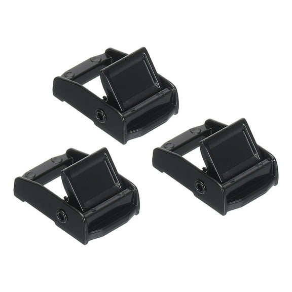 Uxcell Cam Buckle, Metal Press Lock Fasteners 1.34" for 3/4" 19mm Tie Down Webbing Strap, Black 3 Pack