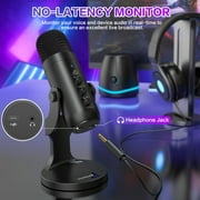 ZealSound USB Microphone,Condenser Computer PC Mic,Plug&Play Gaming Microphones for iPhone iPad MacBook Type C Phone,Headphone Output&Volume Control,Mic Gain Control,Mute Button Vocal,YouTube Podcast
