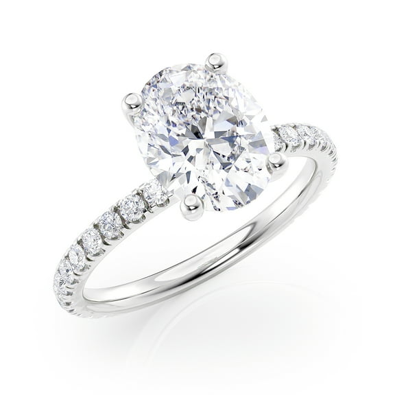 2.25 Carat Diamond and Oval Moissanite Engagement Ring in 14k White Gold (G-H/VS, G-H/SI, cttw) Size 7.5 by Beverly Hills Jewelers