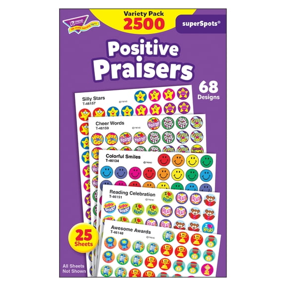 TREND Positive Praisers superSpots Stickers Variety Pack, 2500 ct