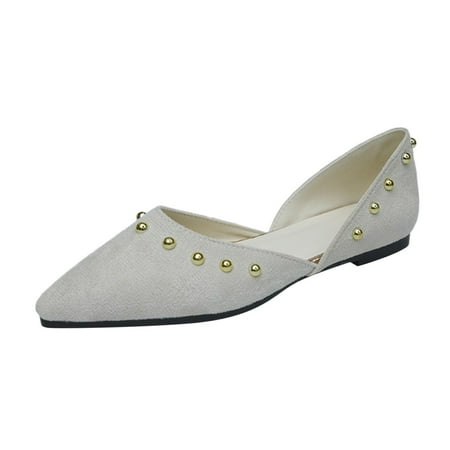 

GWAABD Comfortable Shoes Women Ladies Fashion Solid Color Suede Shallow Flat Bottom Pointed Casual Single Shoes