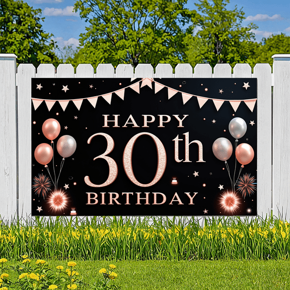 Festive Theme Happy 30th Birthday Banner Decorative Design Event Banner Party Decor for Birthday Party Indoor Celebration Photo Shoot