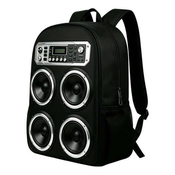 Audio Style Backpack,for Women Men,Lightweight Extra Large Waterproof Large Capacity Laptop Bags,Cute Aesthetic Bookbag Travel Backpack Music Daypack with Audio Theme(17.3x11.4x5.1")(Black)