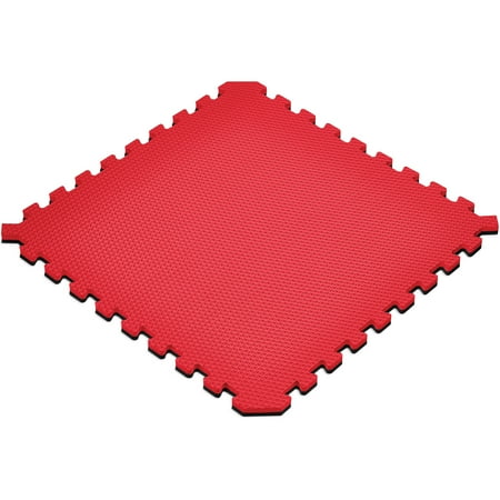Norsk 16 sq ft Interlocking Foam Floor Mat, 4-Pack, Reversible Black/Red