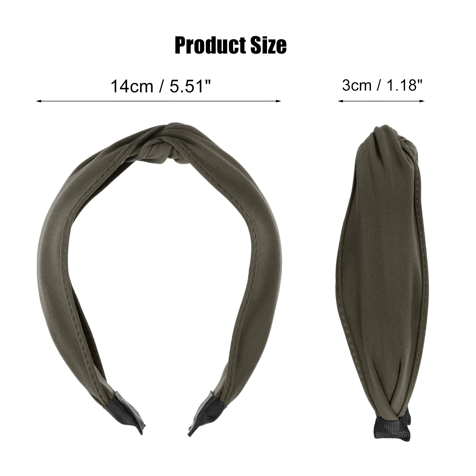 Unique Bargains Satin Knotted Headband Hairband for Women 1.2 Inch Wide Army Green