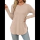 thumbnail image 1 of Camisa de Larga con Cuello Redondo para Mujer, Básica, Holgada, Informal Albaricoque XXL, 1 of 5