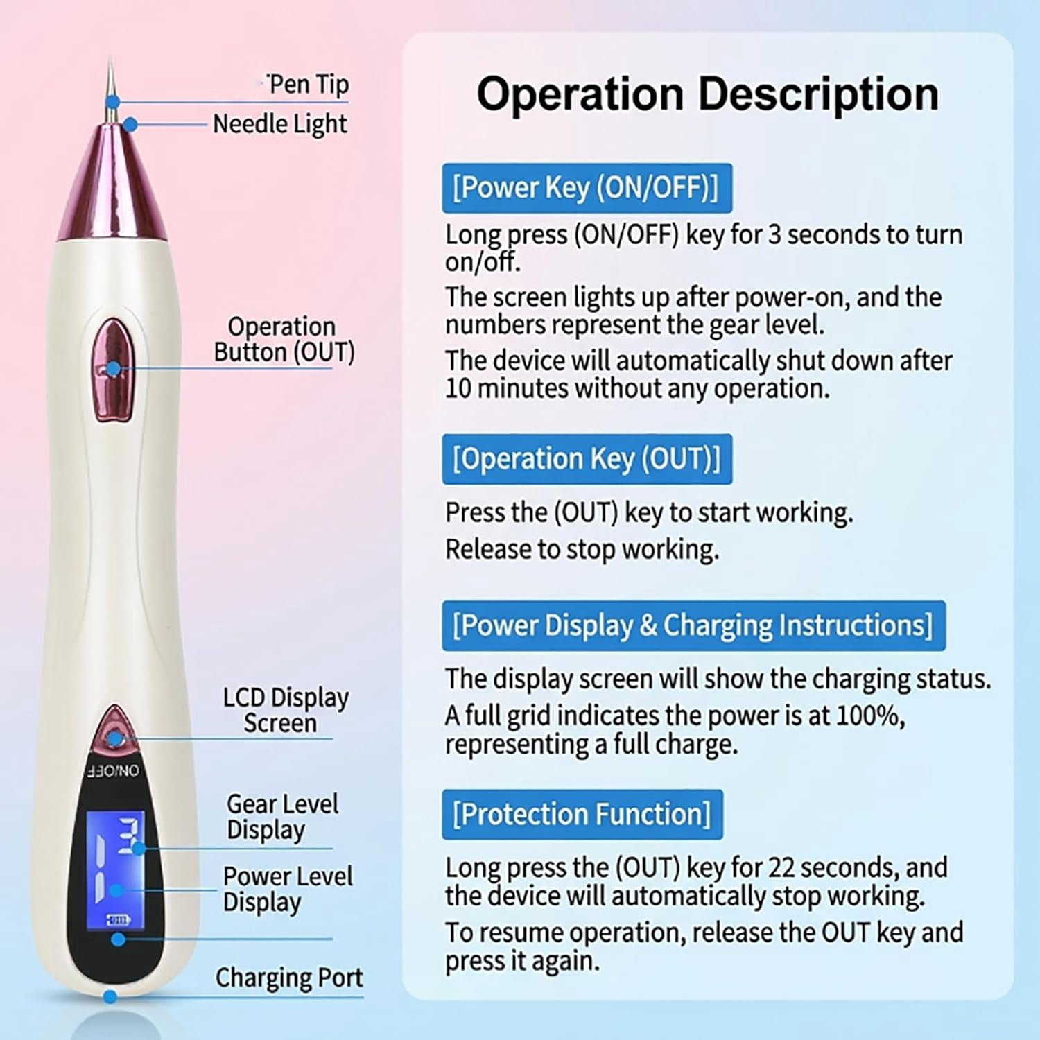 Pen, at-Home Beauty Tool, Designed for Gentle and Everyday Personal Care (Gold)