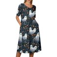thumbnail image 5 of Domzest Halloween Dress for Women Short Sleeve Loose Fit Dresses with Pockets Halloween Pumpkin Graphic Funny Midi Dress Blue L, 5 of 6