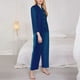thumbnail image 3 of Balery teal blue Conjunto de Pijama con Estampado para Mujer, Conjunto de Dos Piezas con Manga Larga, Ropa de Dormir Suave con Bolsillos, Pijamas Cómodos-Medium, 3 of 7