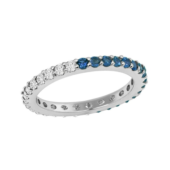 2mm Round Shape London Blue Topaz 925 Sterling Silver Eternity Valentines Day Gifts Ring
