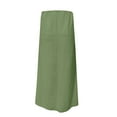 thumbnail image 5 of VBTAPA Women's Summer Linen Maxi Skirt Drawstring Low Waist A Line Casual Skirts Flared Long Skirt Green XL, 5 of 8