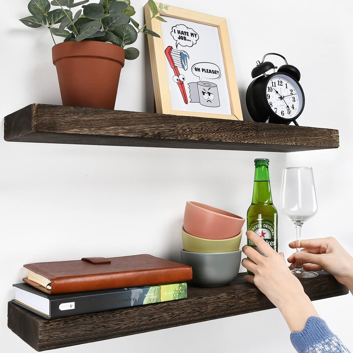 Floating Shelves for Wall Set of 2, Rustic Floating Shelves 24 Inch