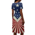thumbnail image 5 of 4th Of July Dress Women Plus Size American Flag Dress Stretchy Slim Fit Summer Evening Party Dress, 5 of 5