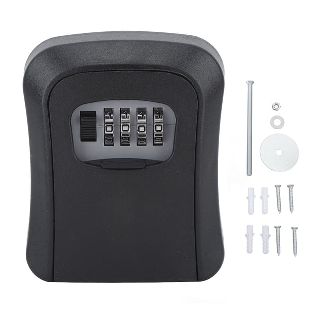 Caja de seguridad para llaves de ABS y aleación, resistente al agua, con capacidad para 5 llaves y protección deslizante para garaje, jardín y tienda, color negro, semialeación.
