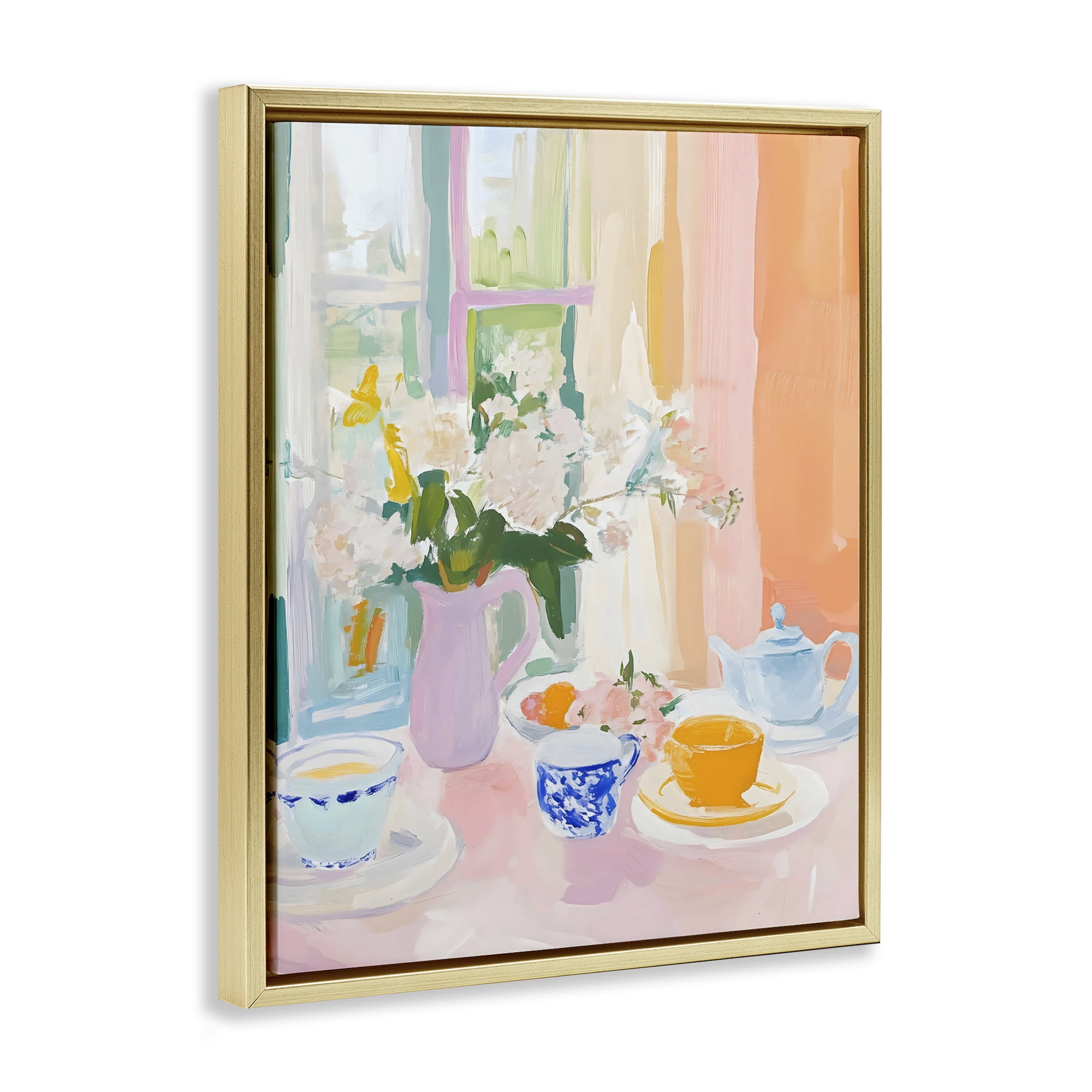 Stupell Industries Breakfast Still Life Abstraction Gold Framed Floater Canvas Wall Art, design by The Prints Vibe