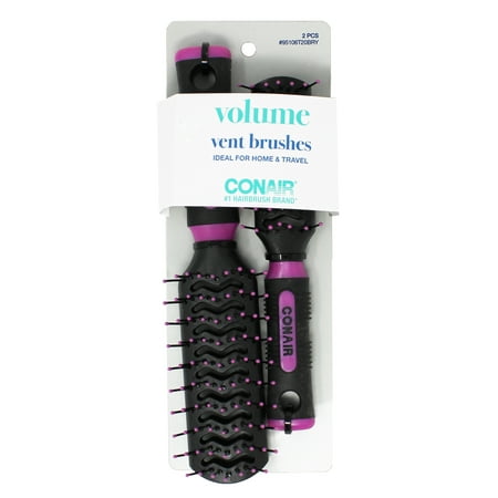 Conair Volume Vent Brushes for Home & Travel, Assorted Colors, 2 pcs