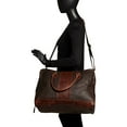 thumbnail image 3 of SHARO Classic Leather Beautiful Two-Tone Leather Duffle Carry On Weekender with Shoulder Strap, 3 of 5