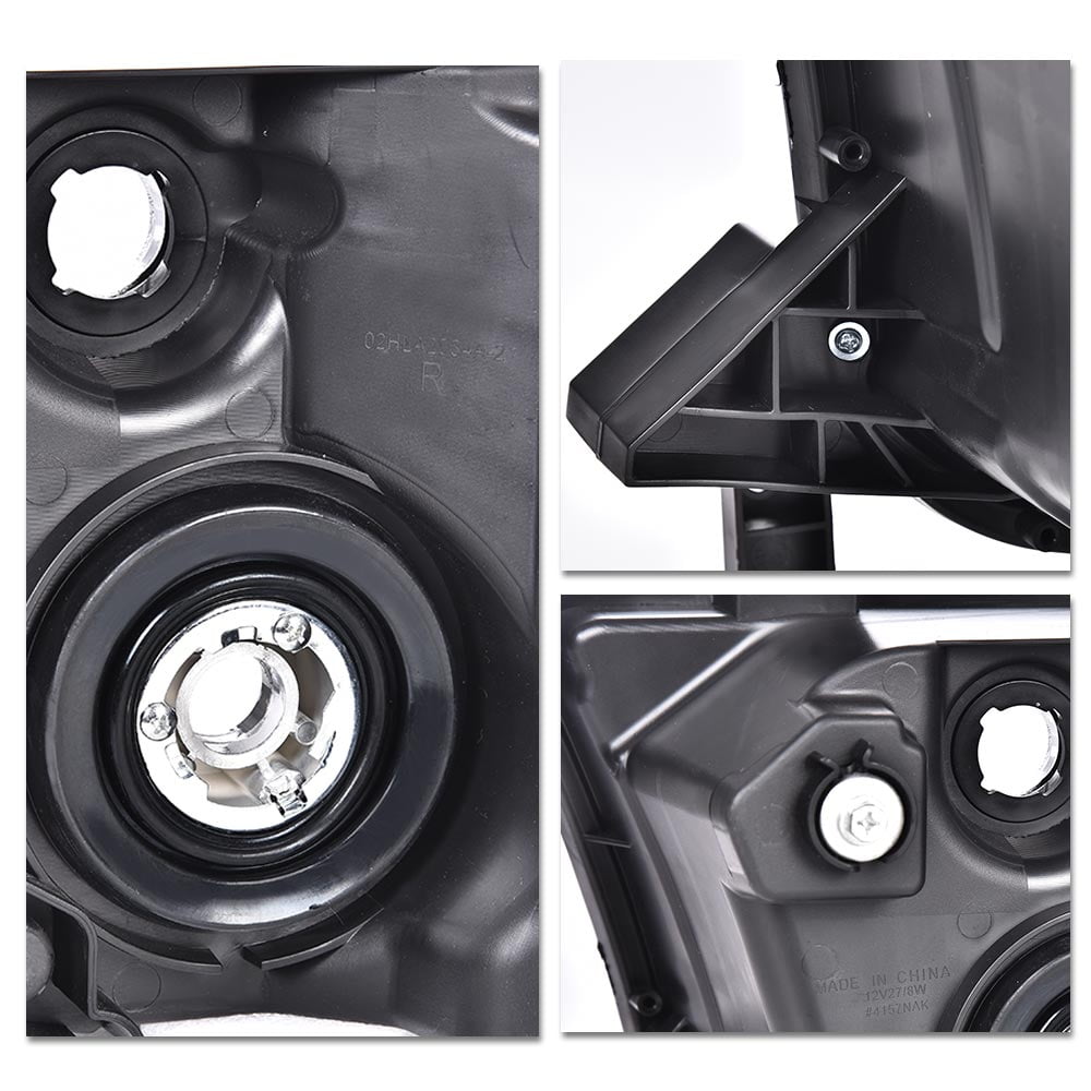 CROSSDESIGN Pair Black High/Low Beam Headlights Fit for Toyota Tundra 2007-2013/Sequoia 2008-2017