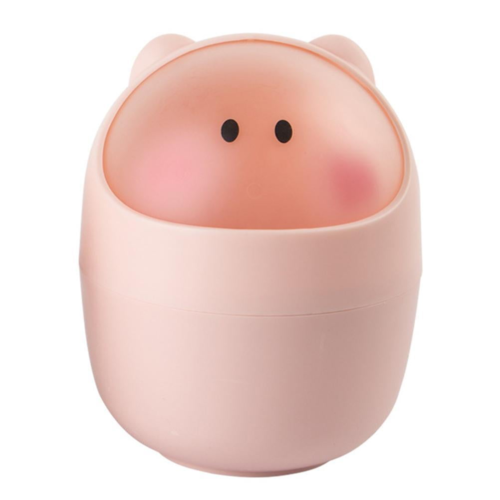 ADVEN Cute Desktop Trash Can Mini Flip Garbage Storage Bucket Cartoon