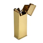 Swiss Vintage Brass Soft-Flame Kerosene Lighter, Refillable, Compact, Grinding Wheel, Unique, Gift Box, Thorens Long Fellow - Inclined Wheel Ignition