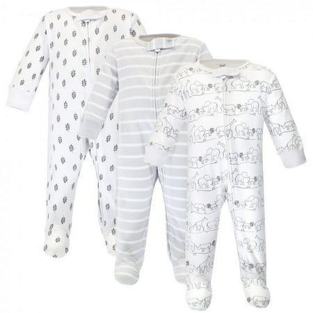 UPC: 0660168676068 | Touched by Nature Baby Organic Cotton Zipper Sleep and Play 3pk  Safari  0-3 Months