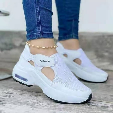 

Women s Orthopedic Air Cushioned Sole Flying Woven Sneakers for Couple Walking Shoes Casual 40 White
