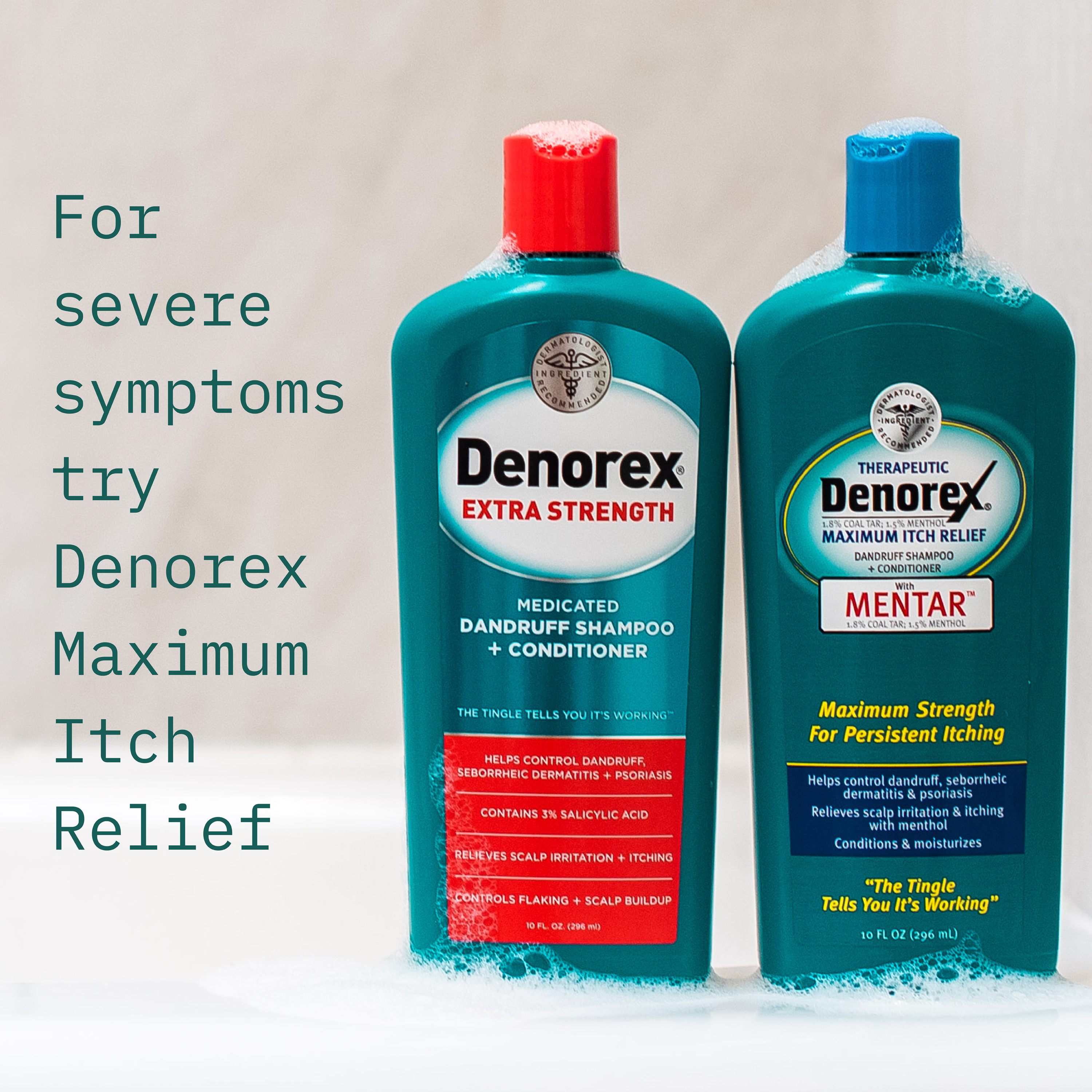 Denorex Extra Strength Medicated Dandruff Shampoo & Conditioner – 10 Fl Oz, With Aloe & Argan Oil